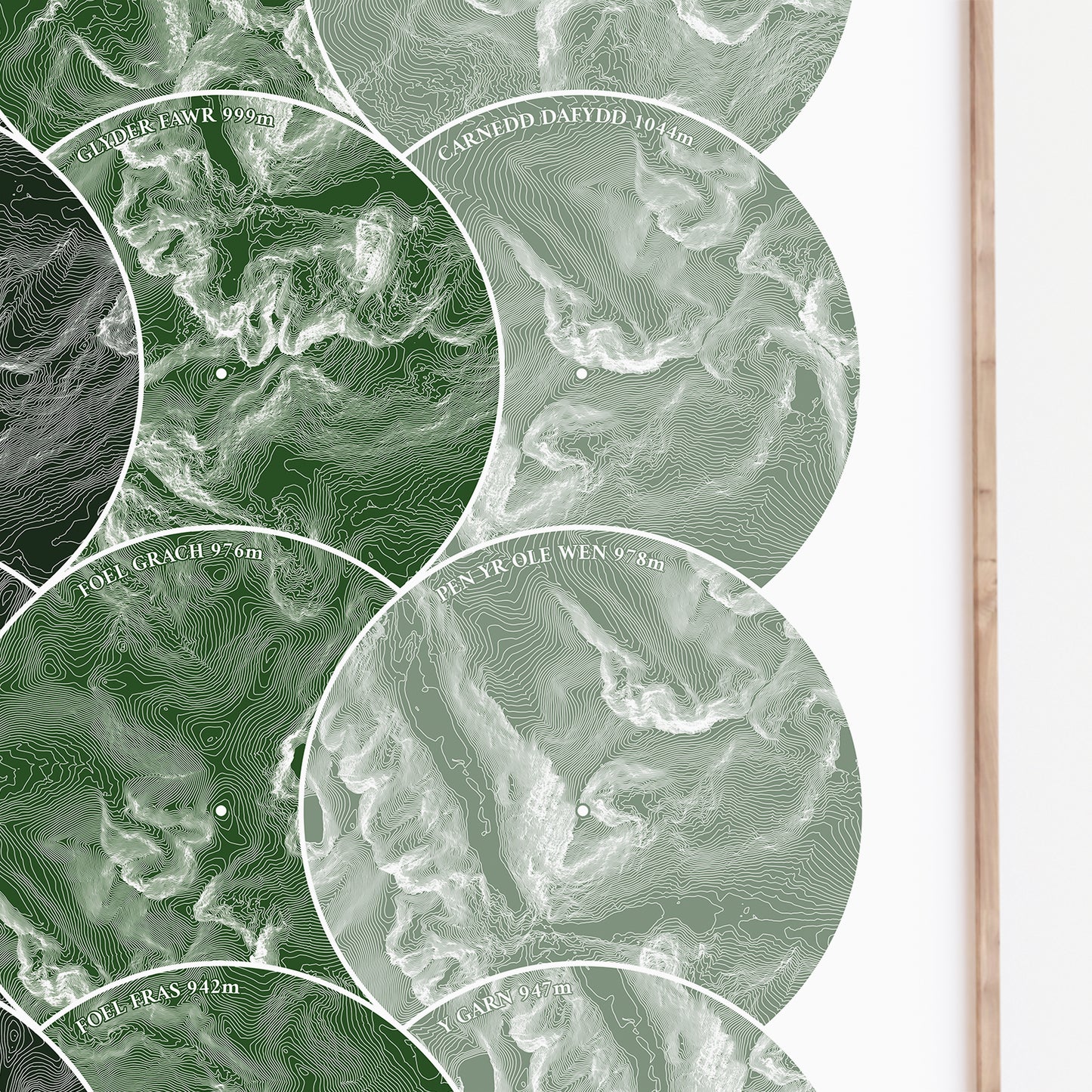 12 Mountains of Wales Print Topographic Map