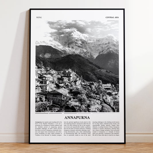 Annapurna Nepal Black & White Art Photograph Travel Poster Print