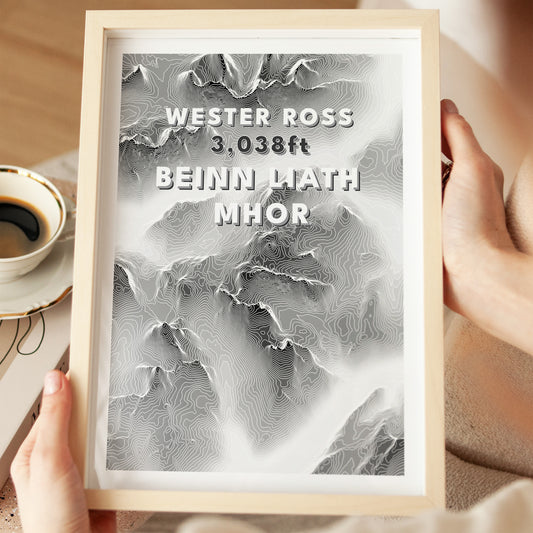 Beinn Liath Mhor Munro Print Topographic Map Poster