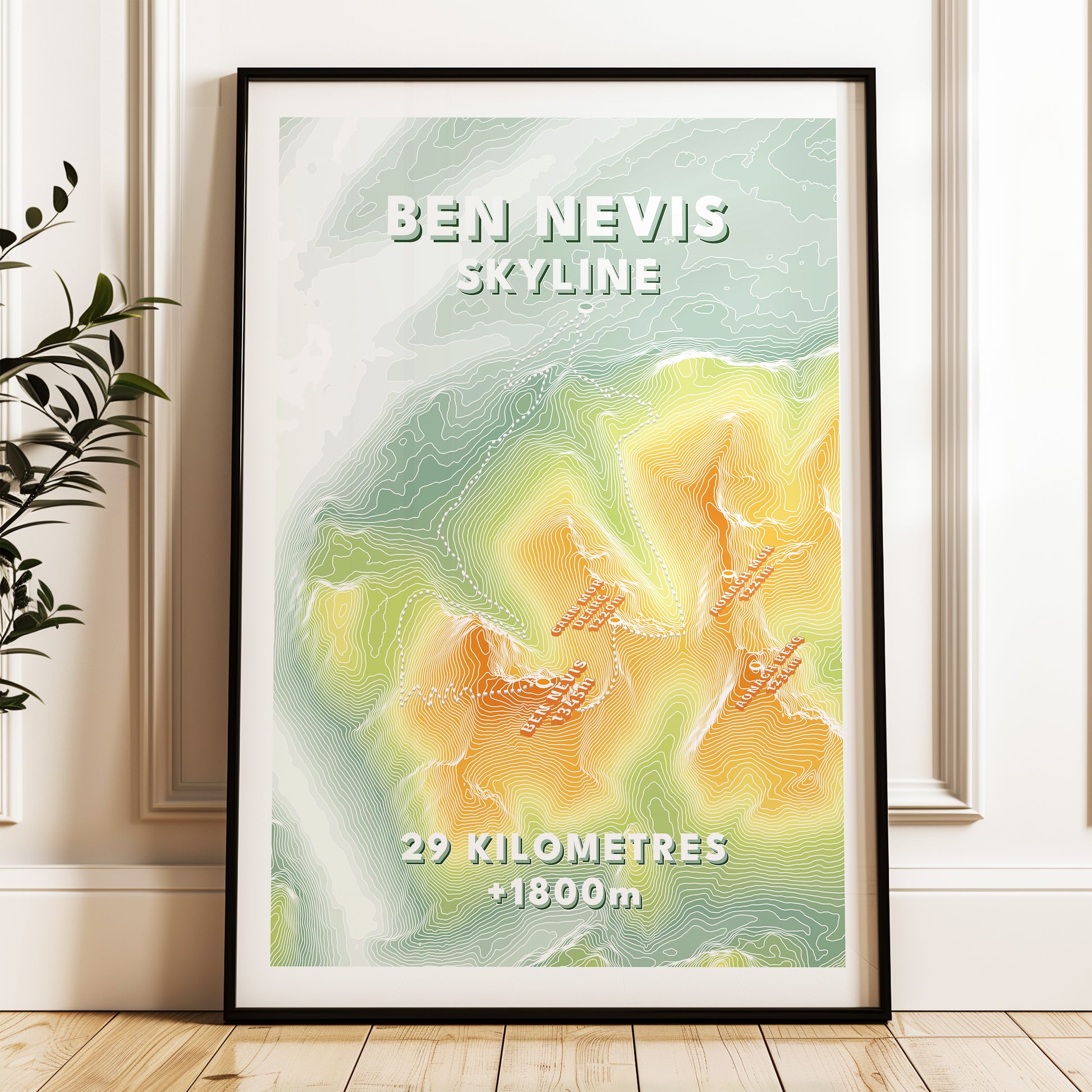 Ben Nevis Skyline Topographic Map Print