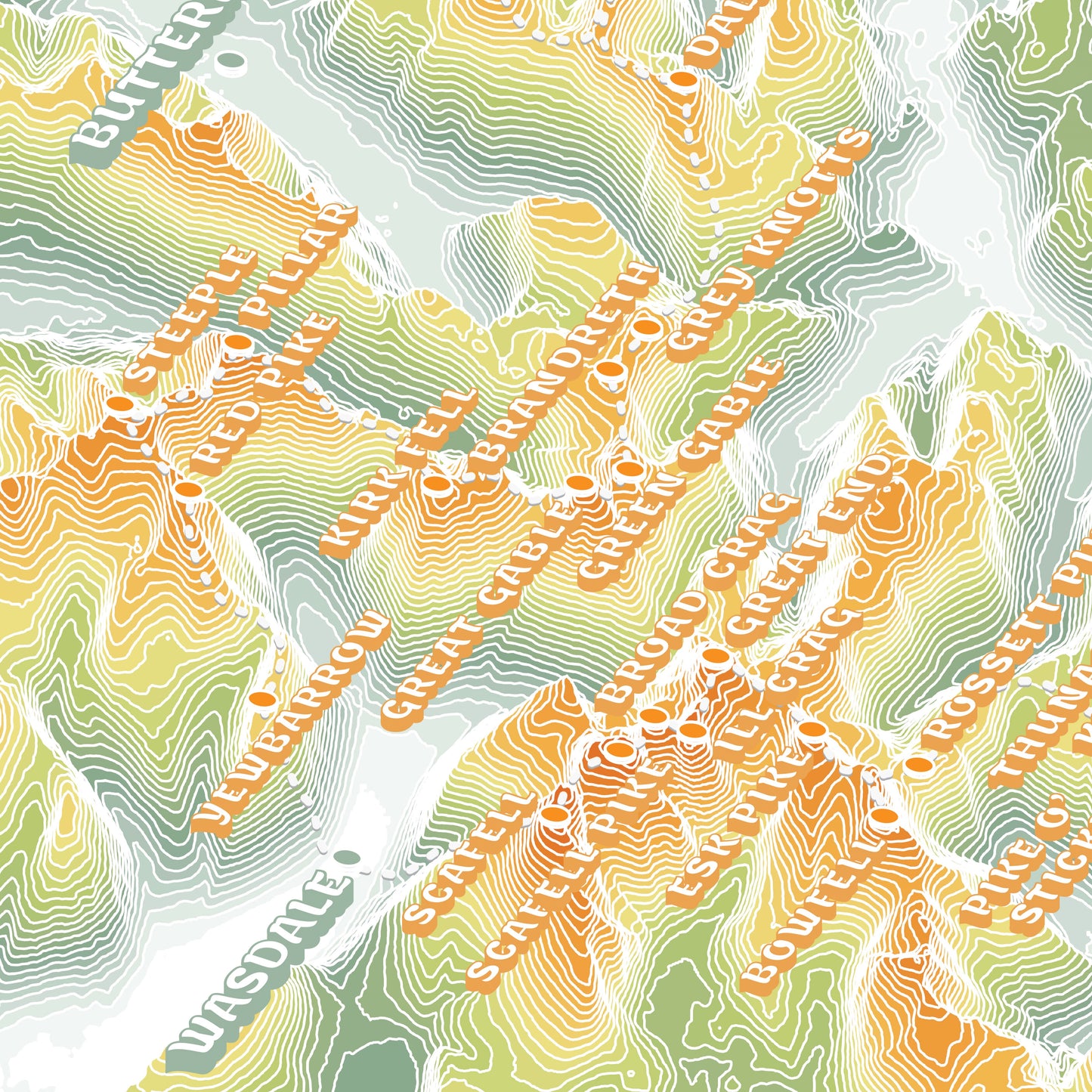 Bob Graham Round Print Lake District Topographic Map