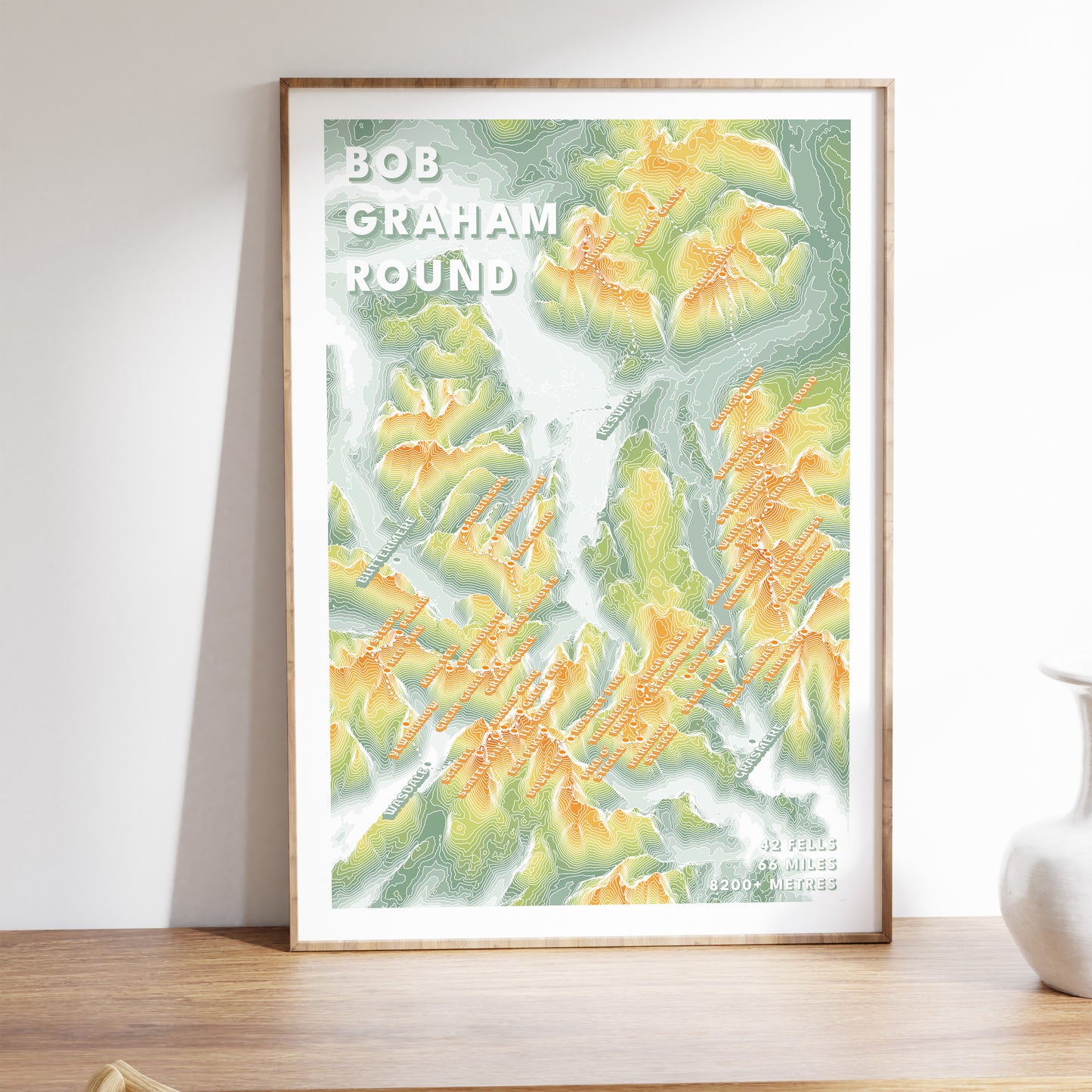 Bob Graham Round Print Lake District Topographic Map
