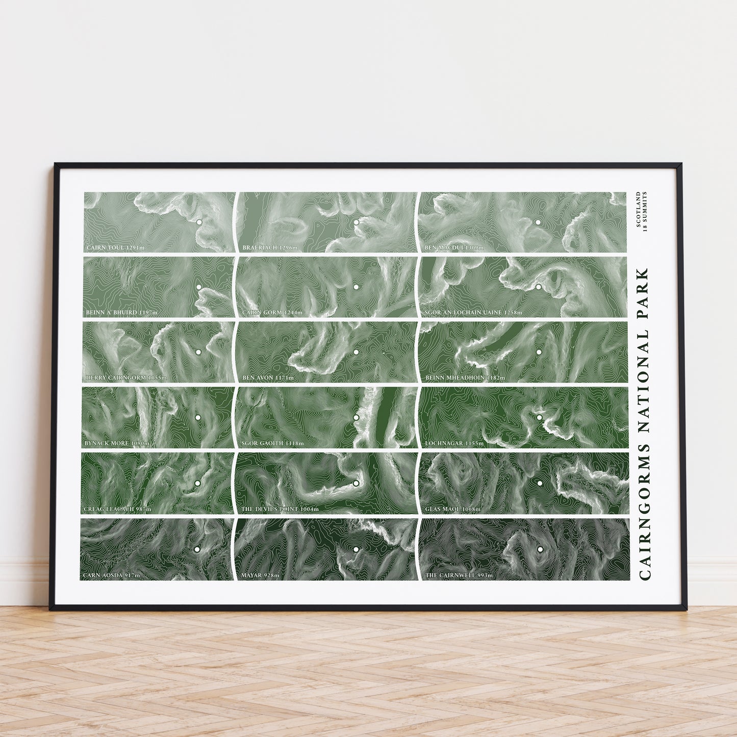 18 Cairngorms Mountains Print Munro Topographic Map
