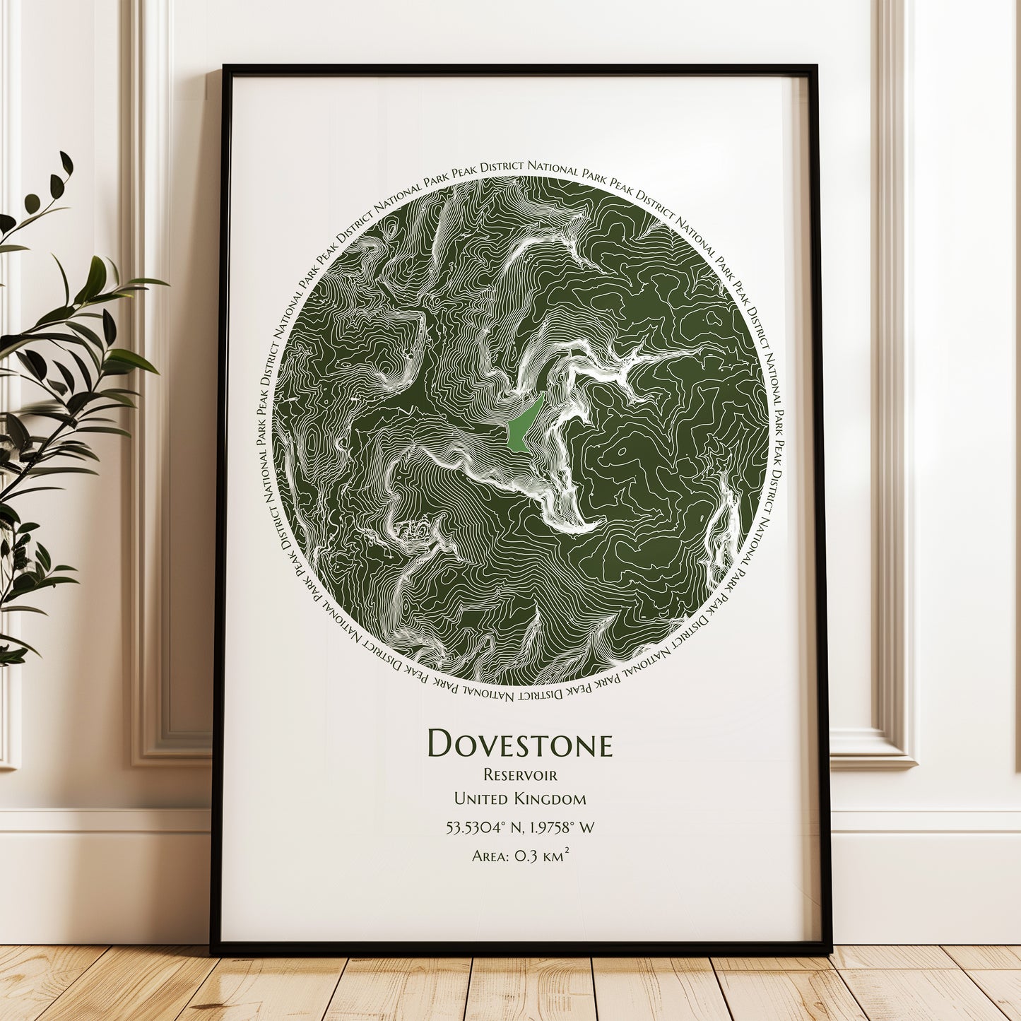 Dovestone Reservoir Map Peak District Poster