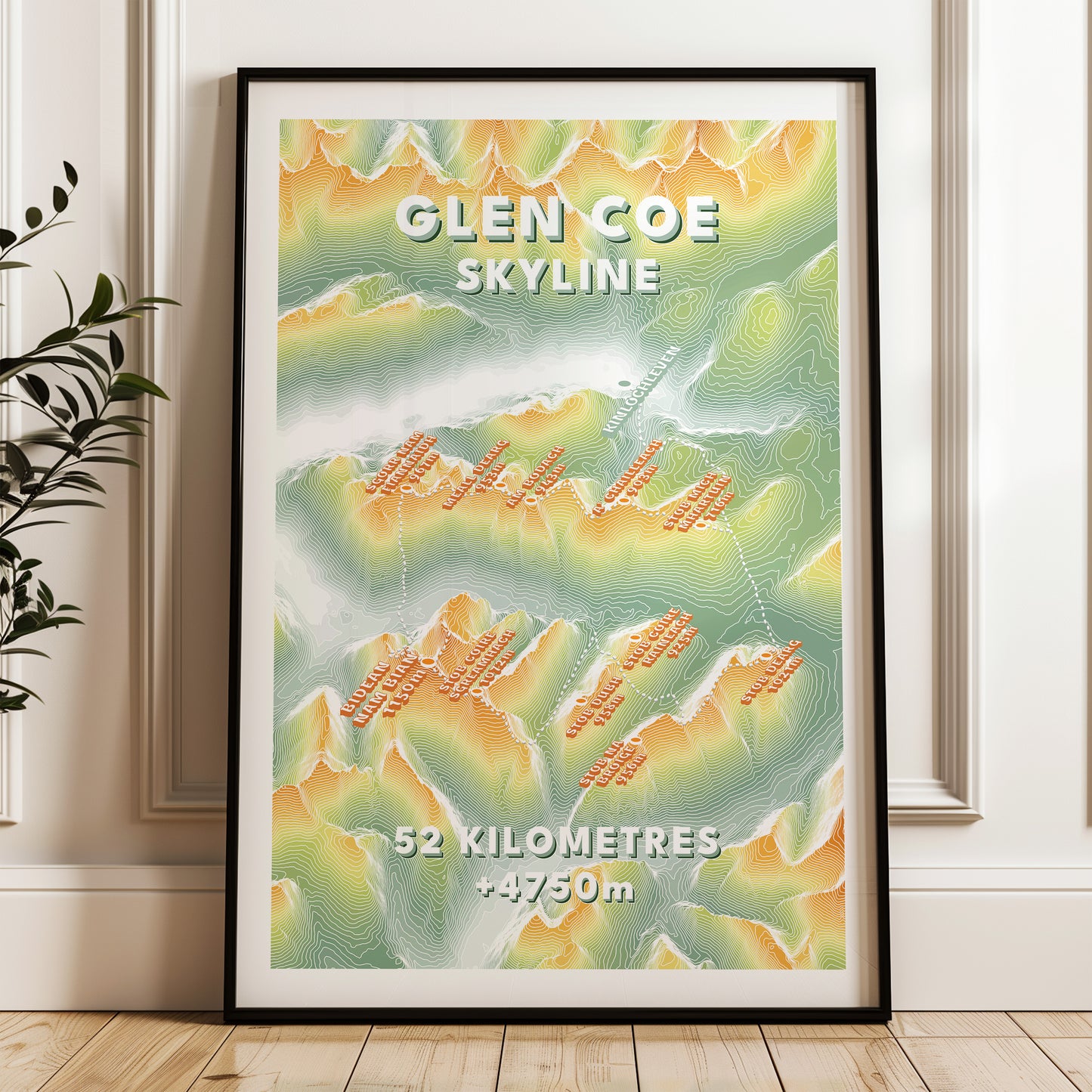 Glencoe Skyline Scotland Map Poster Print