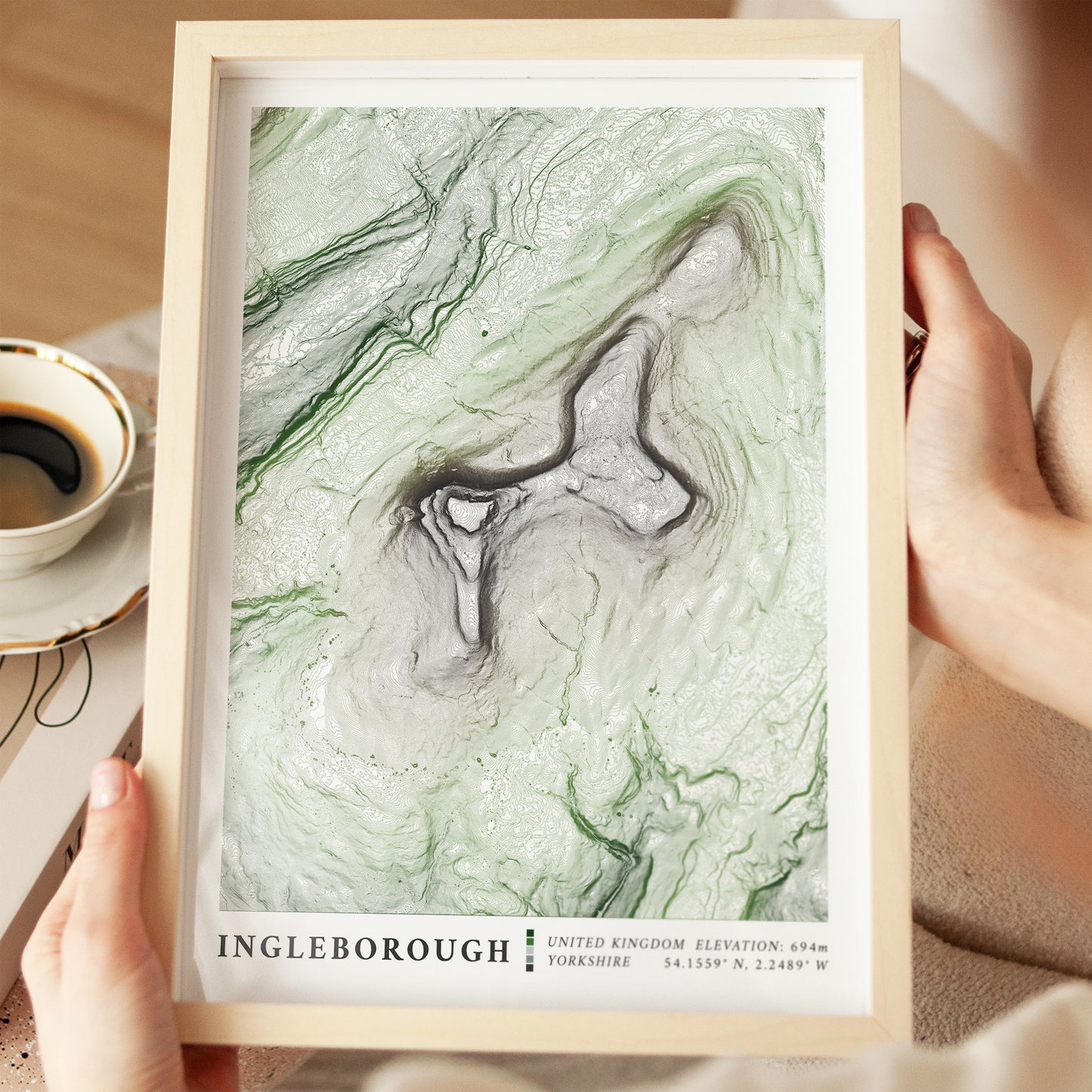 Ingleborough Map Print Yorkshire 3 Peaks Poster