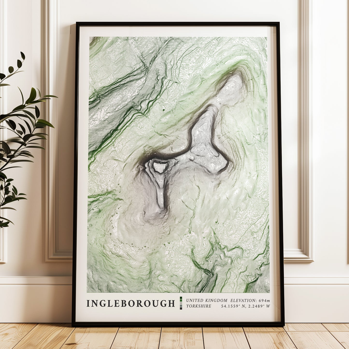 Ingleborough Map Print Yorkshire 3 Peaks Poster