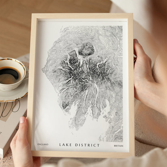 The Lake District National Park Topographic Contour Art Map Print