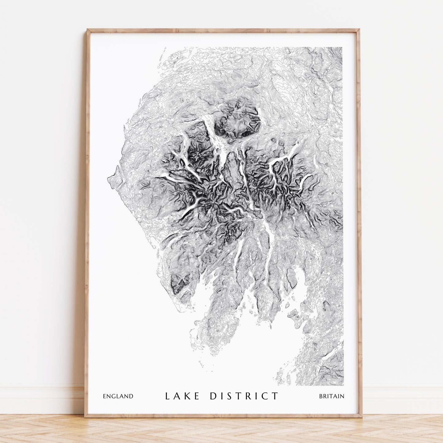 The Lake District National Park Topographic Contour Art Map Print