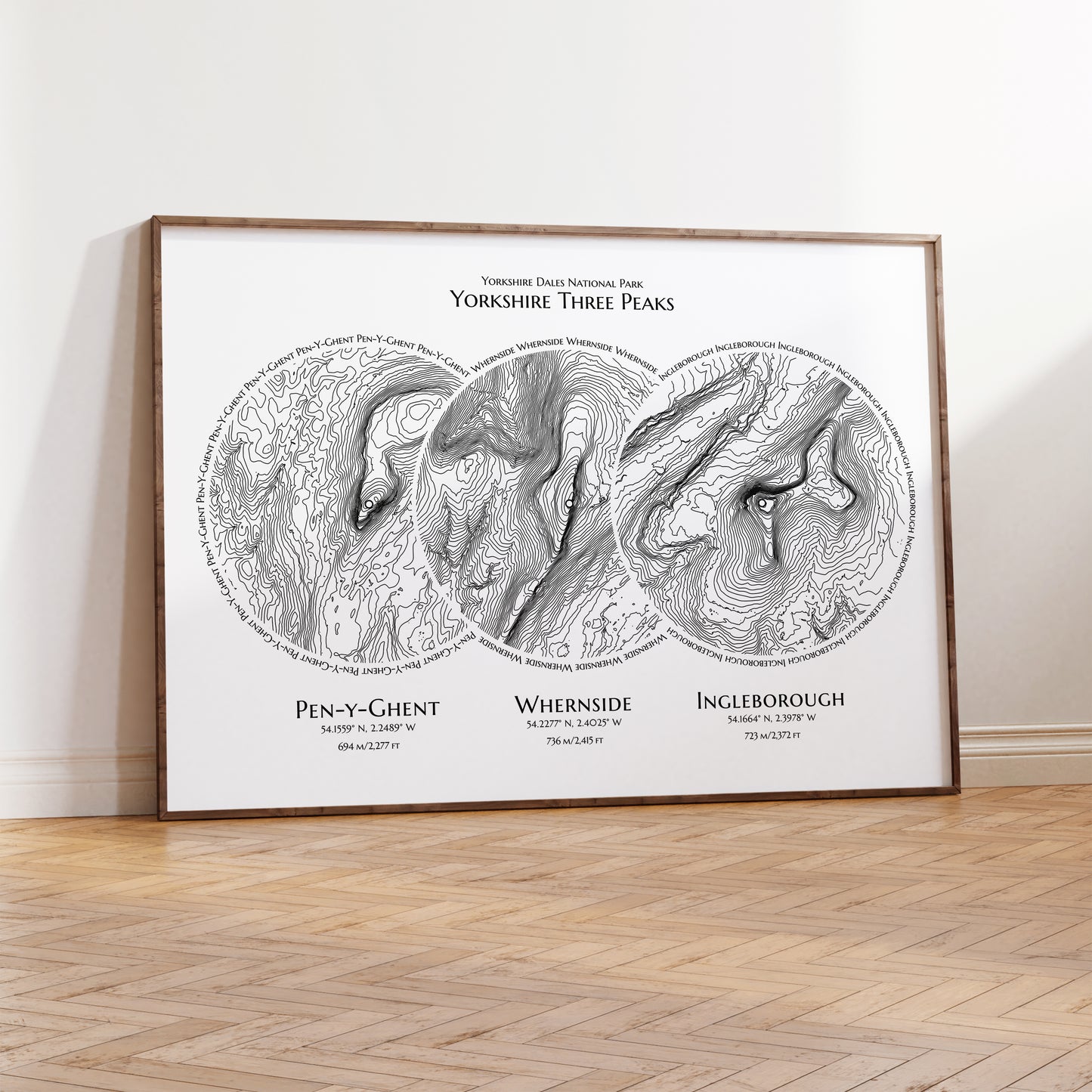Yorkshire 3 Peaks Poster Topographic Map