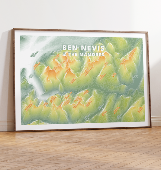 Ben Nevis Print Mamores Topographic Munro Map