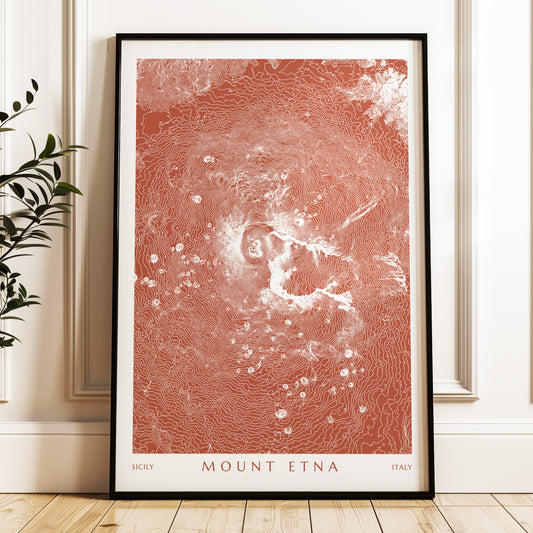 Mount Etna Poster Topographic Map Print