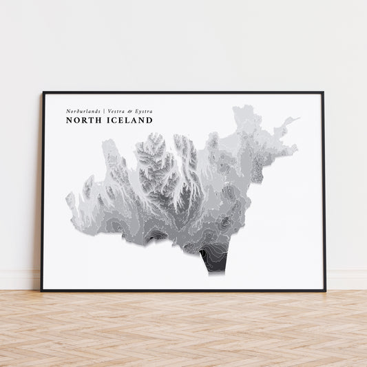 North Iceland Print Topographic Norðurlands Poster