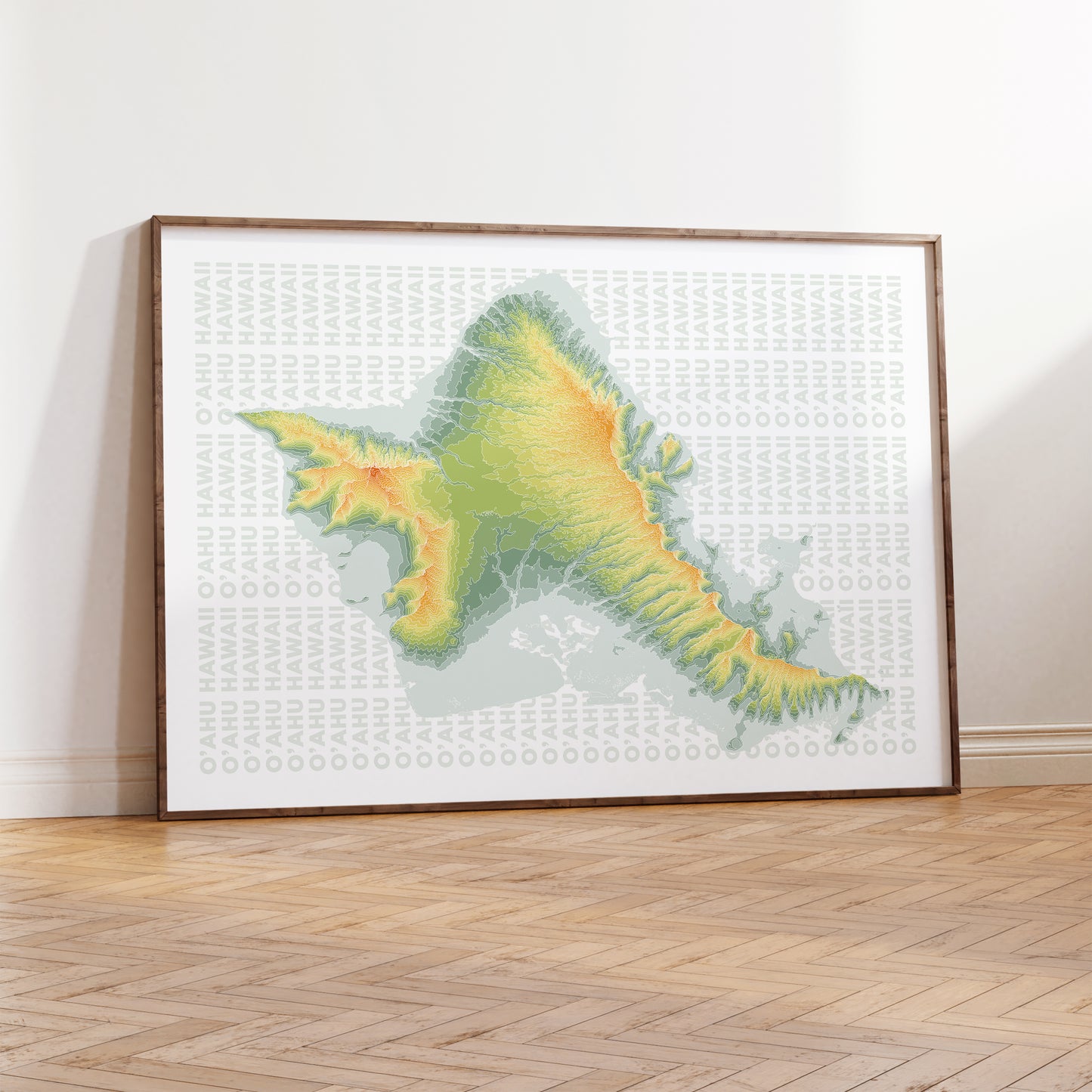 Oahu Hawaii Print Elevation Map