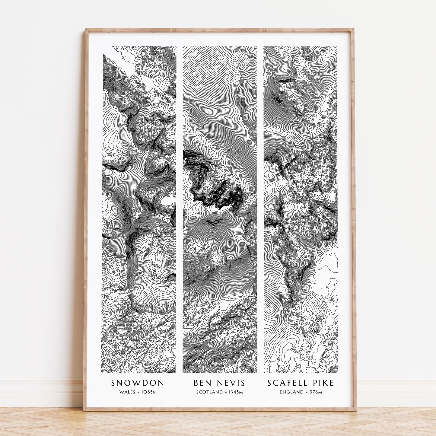 UK Three Peaks Print Topographic Map