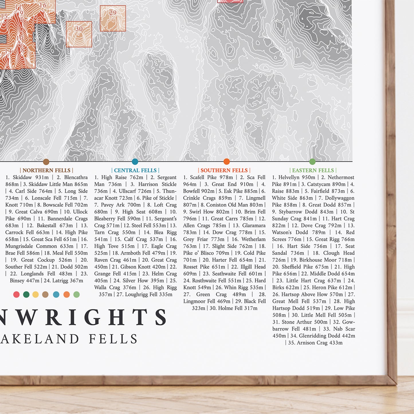 Wainwrights Poster Print Lakeland Fells Map