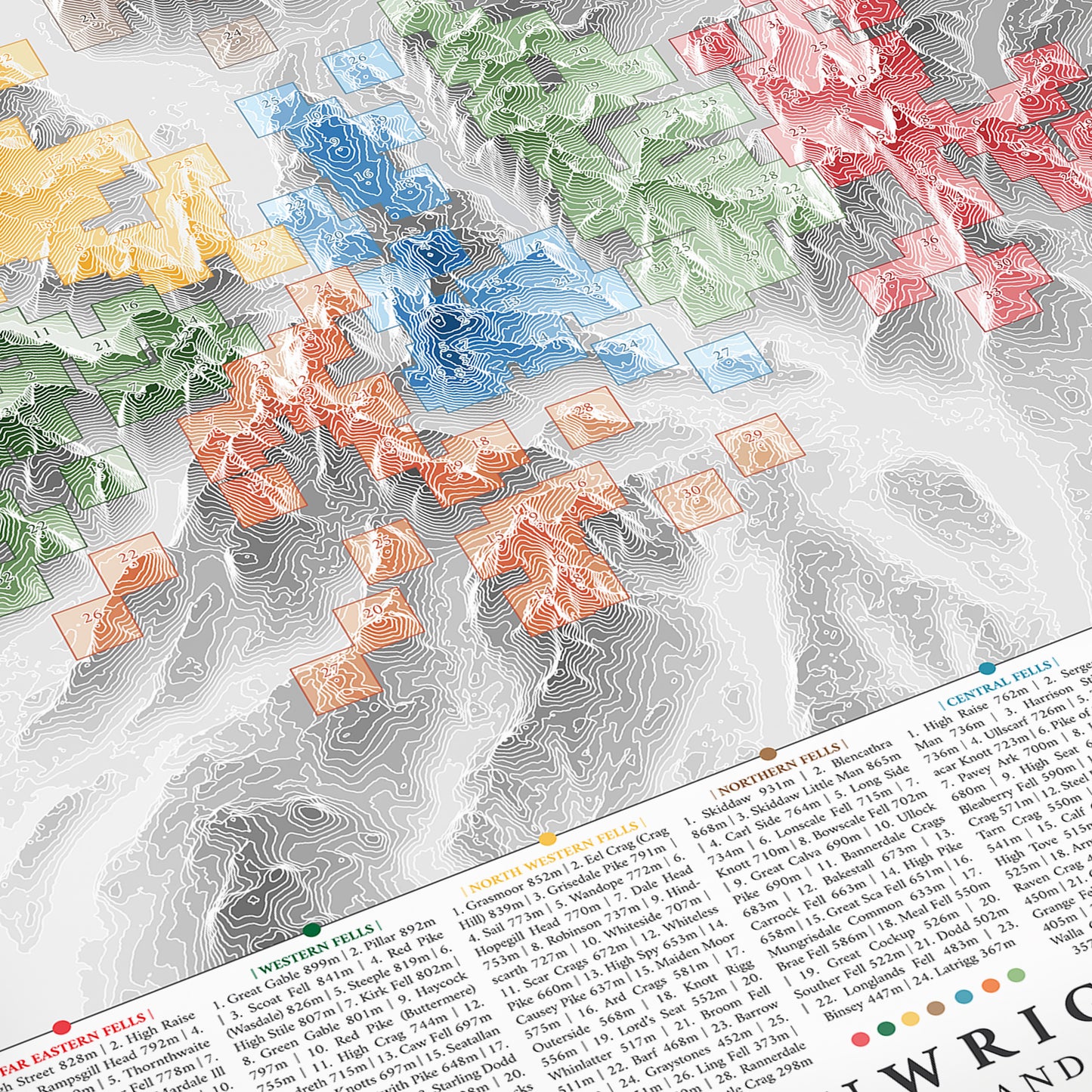 Wainwrights Poster Print Lakeland Fells Map