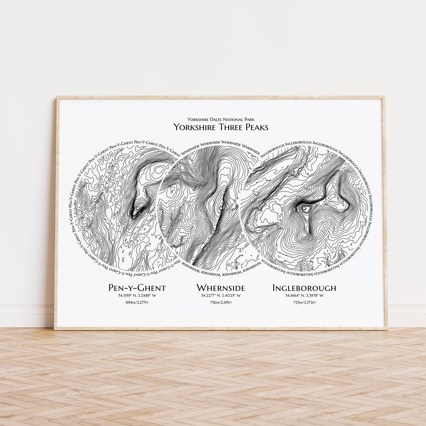 Yorkshire 3 Peaks Poster Topographic Map