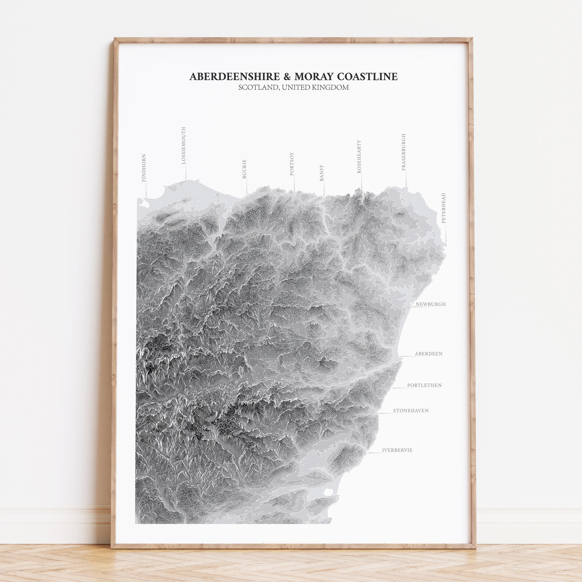 Aberdeenshire & Moray Coastline Scotland Map Print