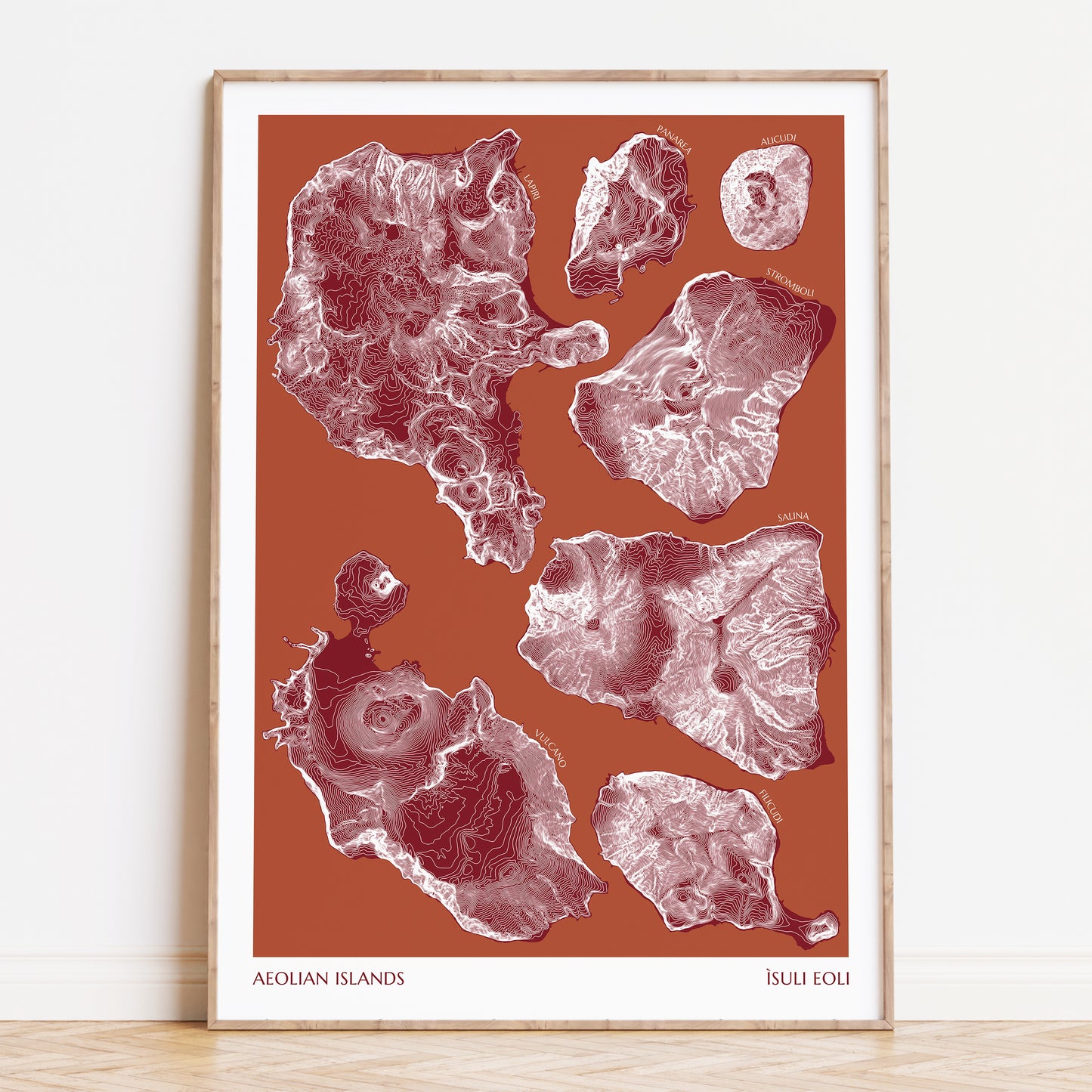 Aeolian Islands Topographic Contour Map Print