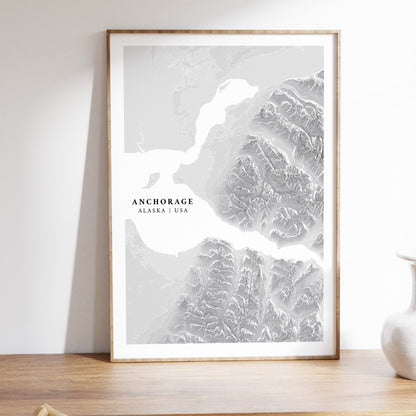 Anchorage Alaska Map USA Topographic Print