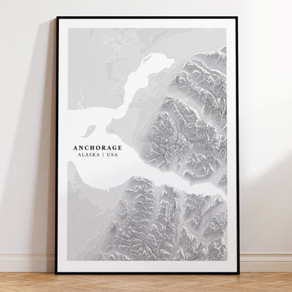 Anchorage Alaska Map USA Topographic Print