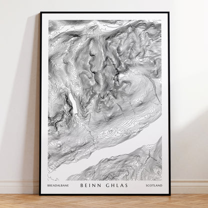 Beinn Ghlas Scotland Topographic Contour Map Print