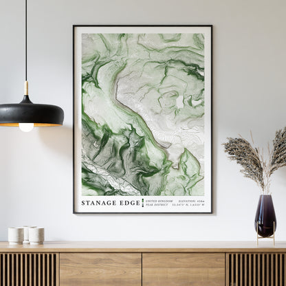 Stanage Edge Peak District Topographic Map Print