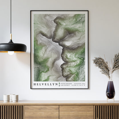 Helvellyn Lake District Topographic Art Map Print