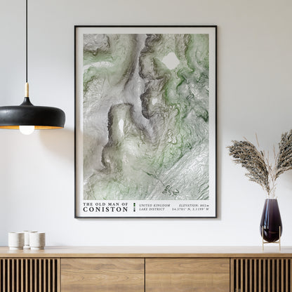 Old Man of Coniston Lake District Topographic Map Print