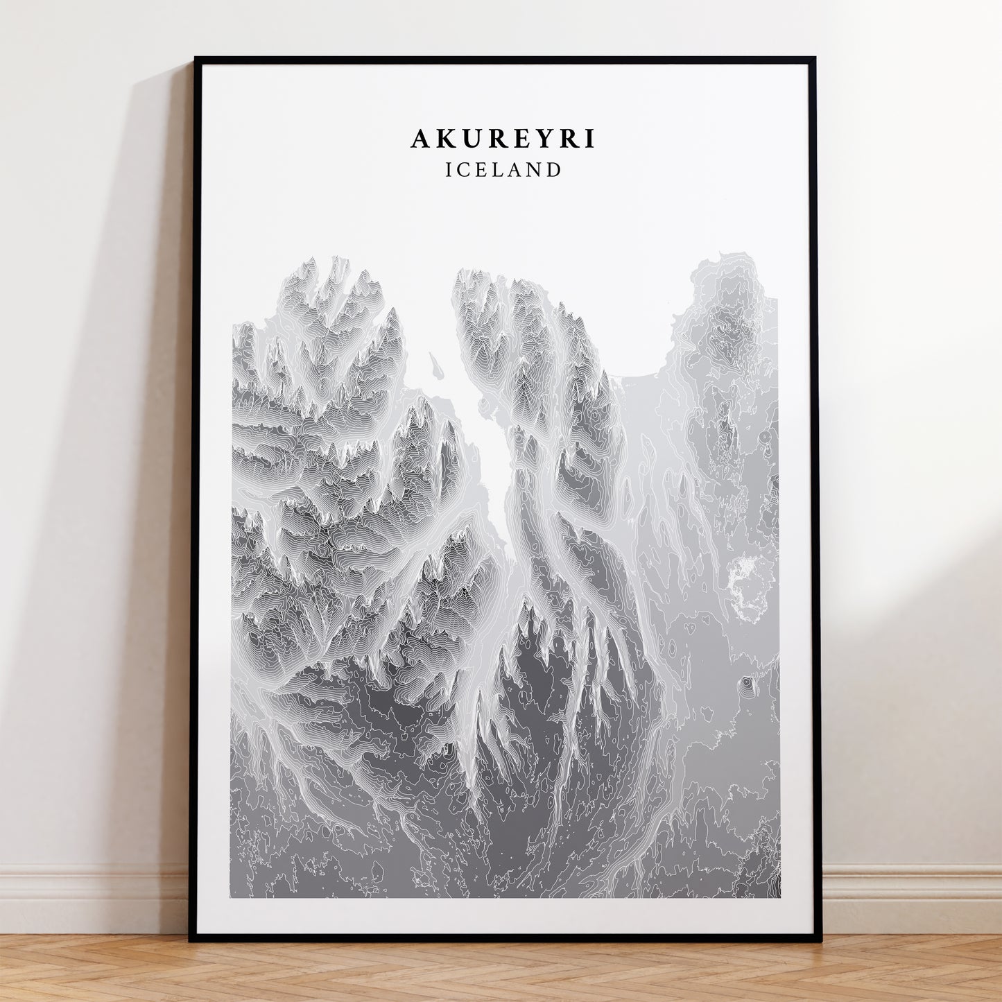 Akureyri North Iceland Topographic Map Print