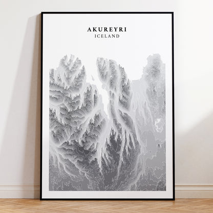 Akureyri North Iceland Topographic Map Print