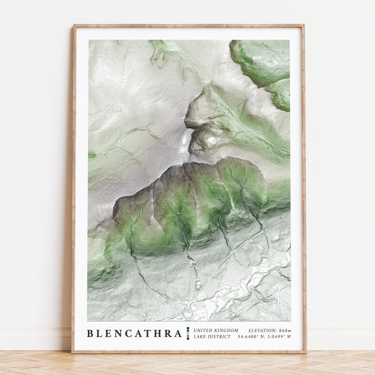 Blencathra & Sharp Ridge Lake District Topographic Map Print