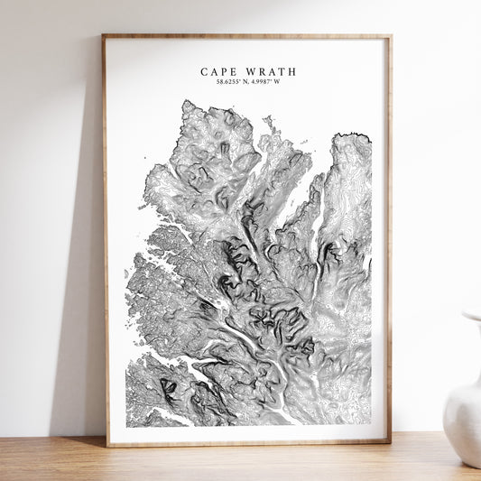 Cape Wrath Scotland Topographic Contour Map Print