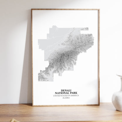 Denali National Park Poster Alaska Topographic Print