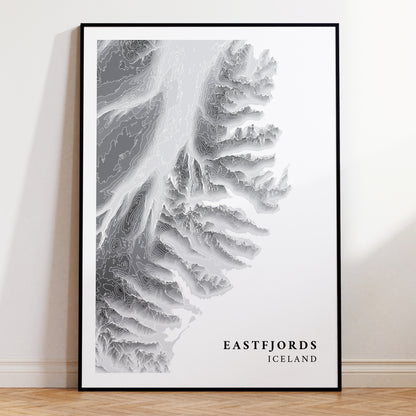 Eastfjords Iceland Mountain Topographic Map Print