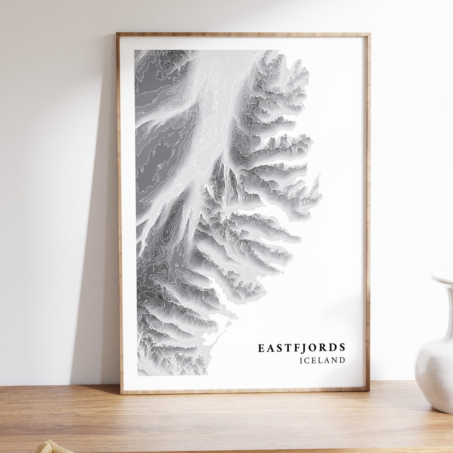 Eastfjords Iceland Mountain Topographic Map Print