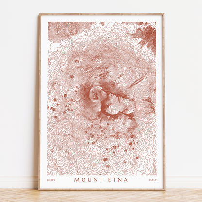 Mount Etna Italy Topographic Contour Map Print