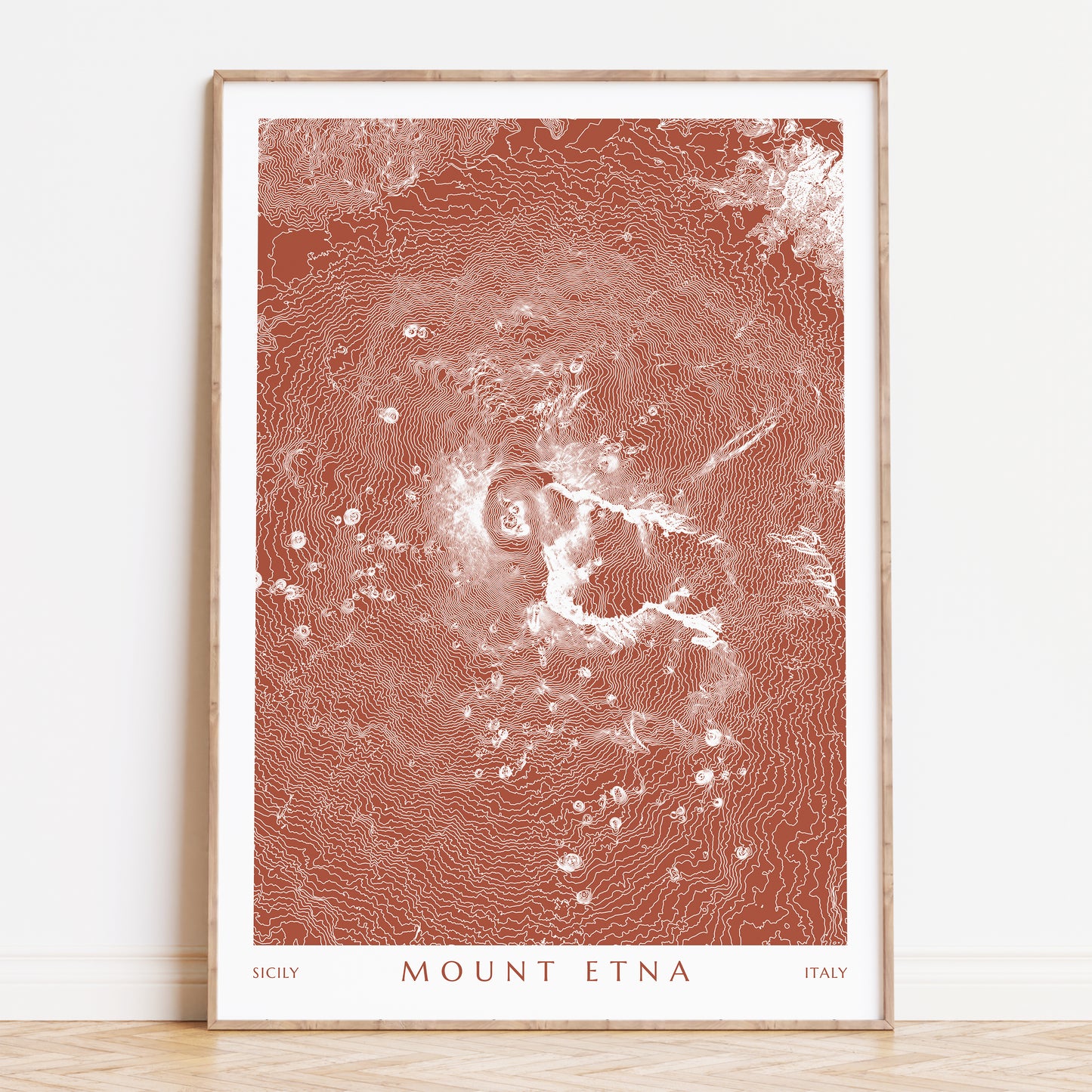 Mount Etna Italy Topographic Contour Map Print