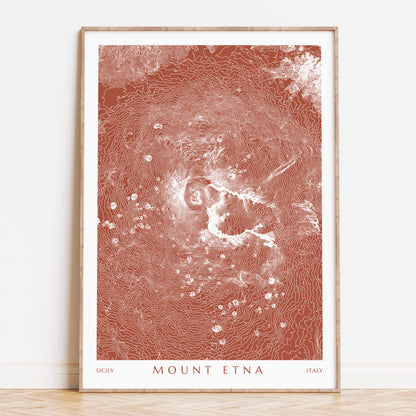 Mount Etna Italy Topographic Contour Map Print