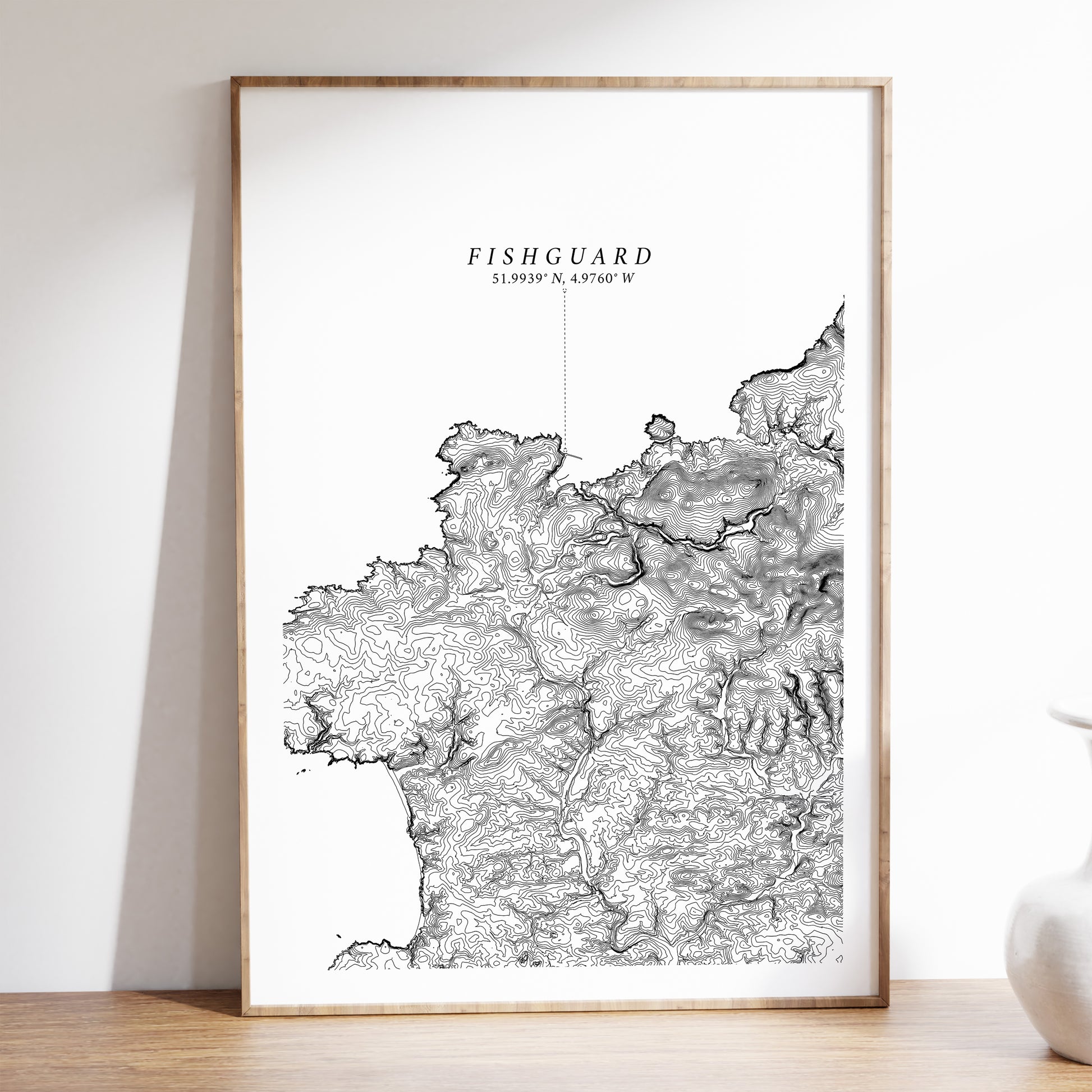 Fishguard Pembrokeshire Topographic Contour Map Print