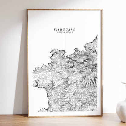 Fishguard Pembrokeshire Topographic Contour Map Print