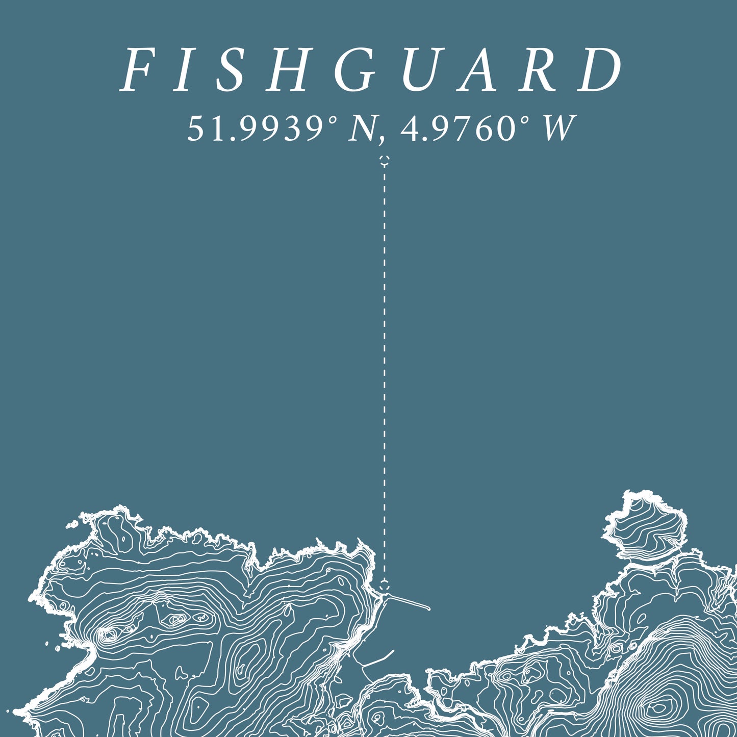 Fishguard Pembrokeshire Topographic Contour Map Print