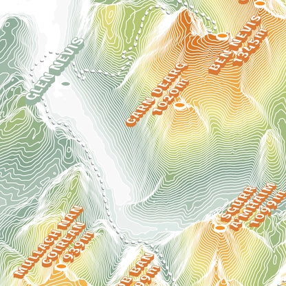 Steall Marathon Skyline Scotland Topographic Map Print