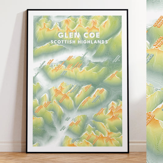 Glen Coe Scottish Highlands Topographic Map Print