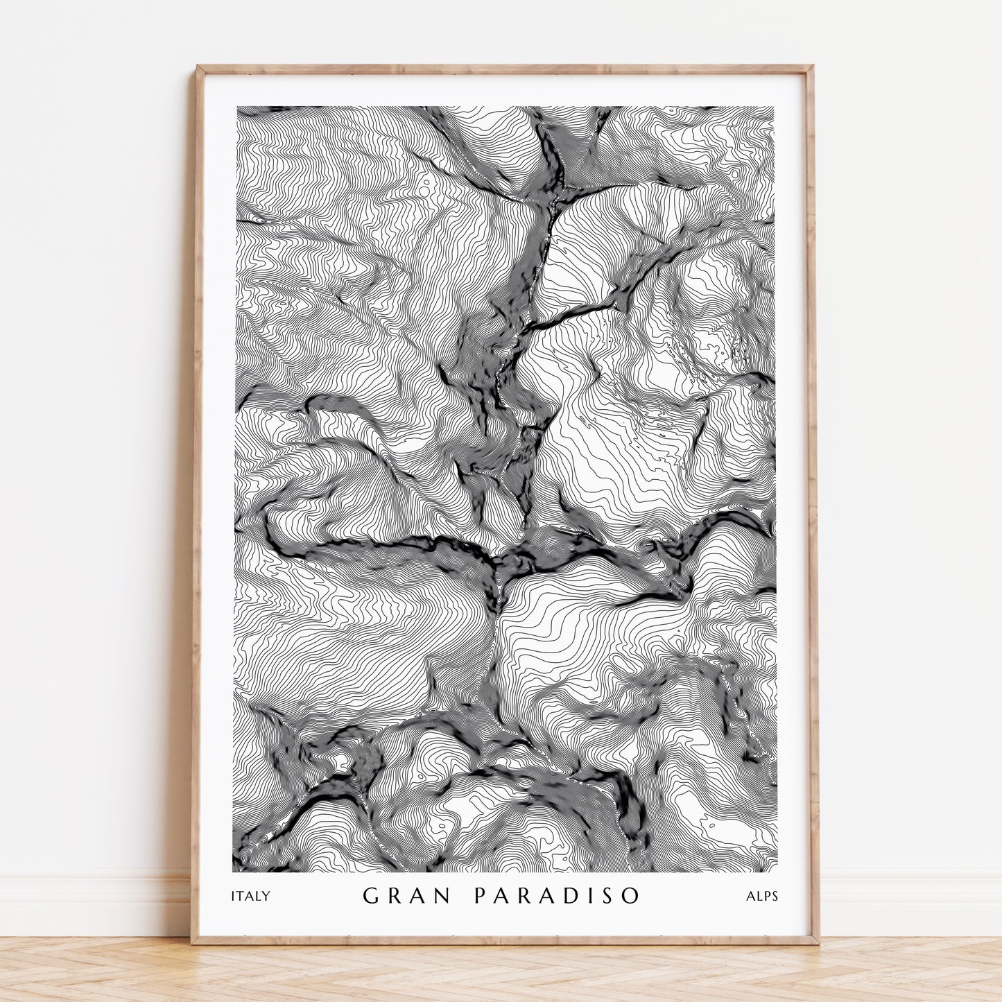 Gran Paradiso Italy Topographic Contour Map Print