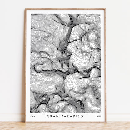 Gran Paradiso Italy Topographic Contour Map Print