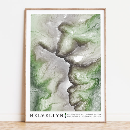 Helvellyn Lake District Topographic Art Map Print