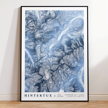 Hintertux Glacier Austria Topographic Map Print