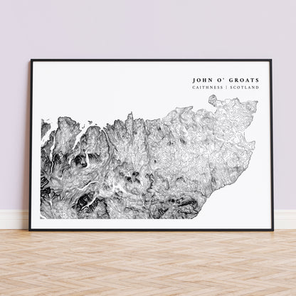 John O' Groats Scotland Topographic Contour Map Print